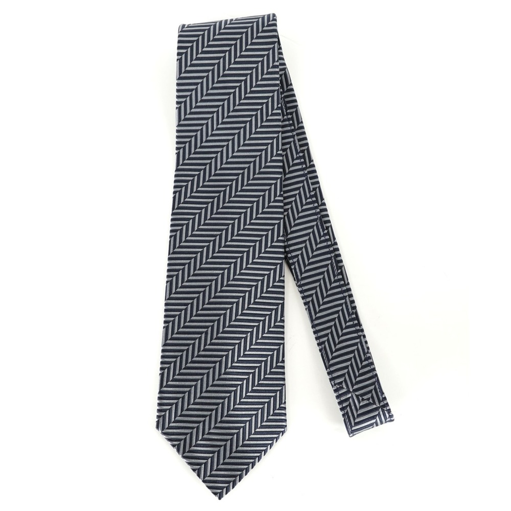 SULKA 100% Silk Neck Tie Blue Gray Herringbone Pattern Made in France - Picture 5 of 8